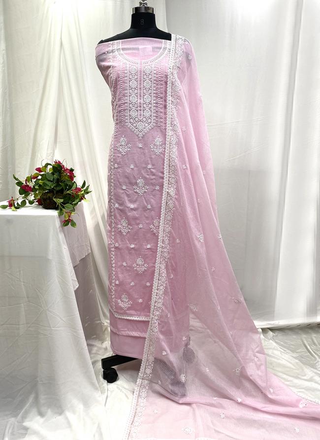 Kota Doriya Pink Party Wear Thread Work Salwaar Suit